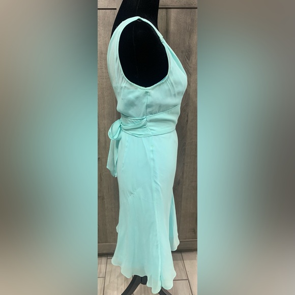 Vintage Express Fashions Sheer Aqua Blue Sleeveless Party Dress Women's Size 2 - Picture 2 of 13